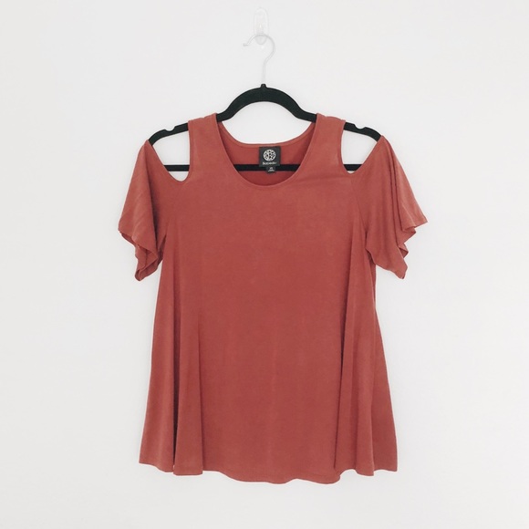 Bobeau Cold Shoulder Flutter Sleeve Top - Picture 2 of 3